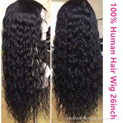 SPARK Water Wave 4x4 Lace Front Wigs Human Hair Pre Plucked 150% Density Brazilian Wet and Wavy Virgin Human Hair Wigs